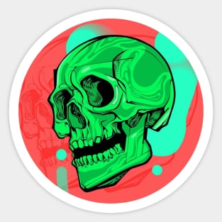 Green Neon Skull Sticker